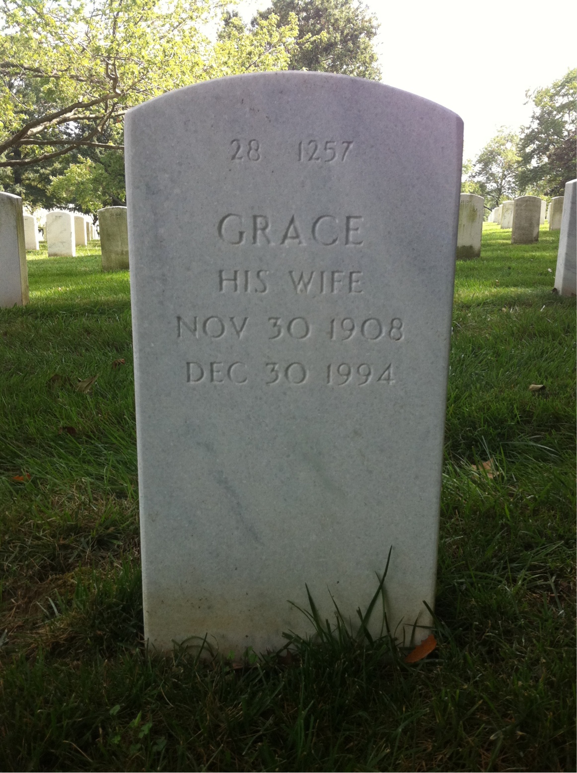 Back of headstone — Ambrose Partin