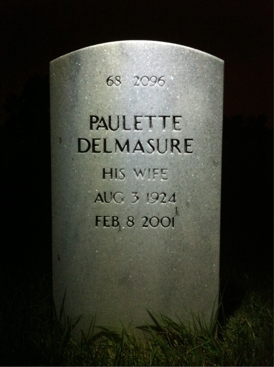 Back of headstone — Paulette Andrews