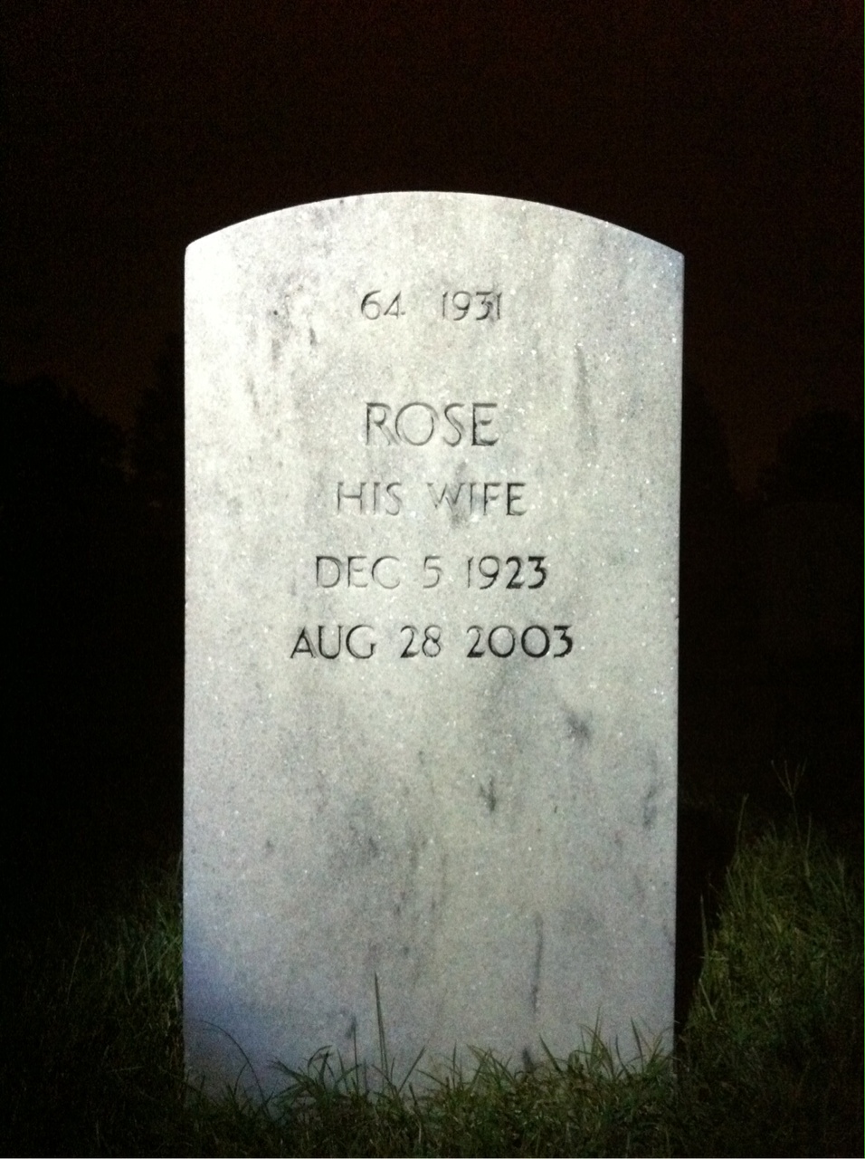 Back of headstone — Woodrow Wilson