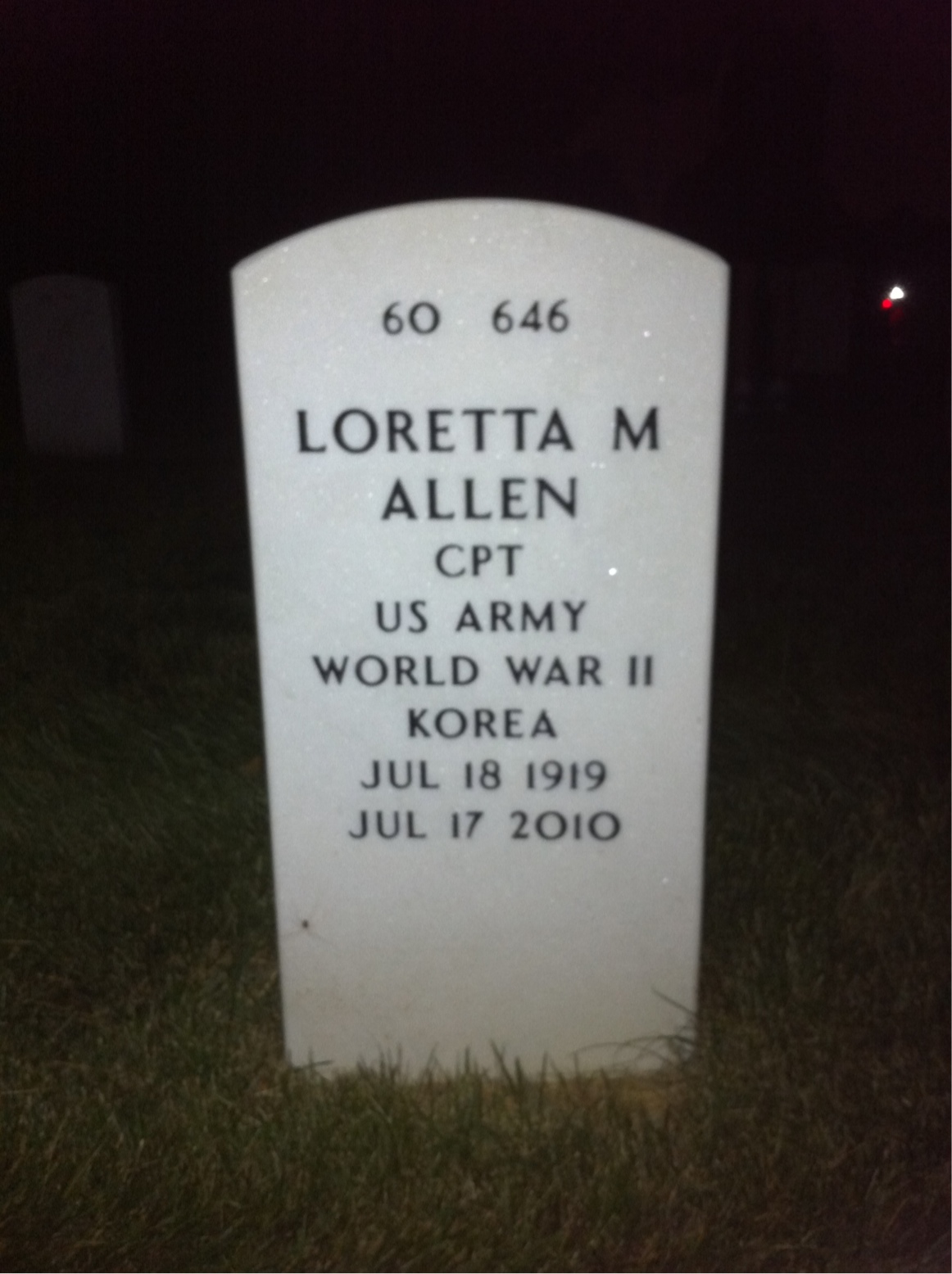 Back of headstone — James Allen
