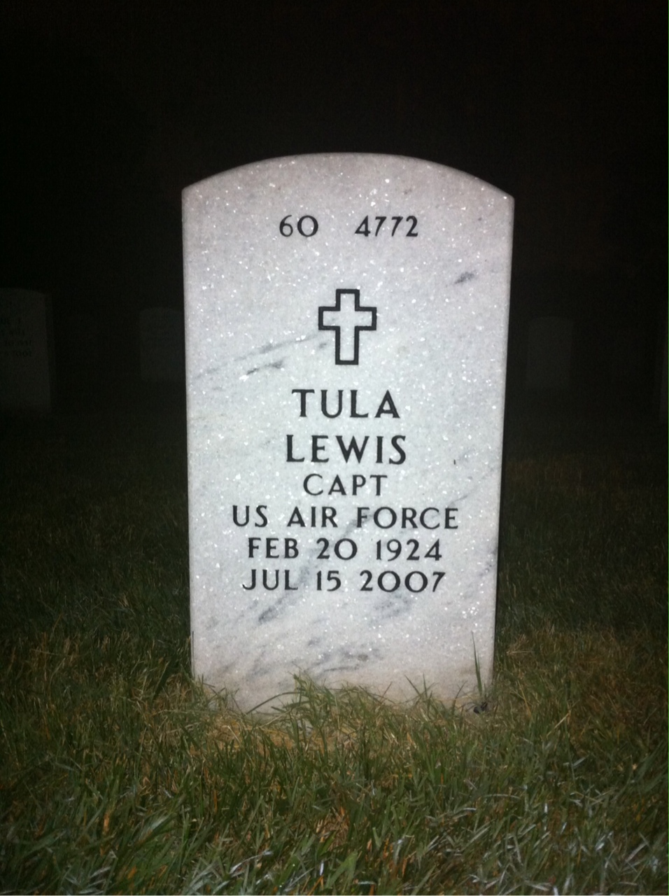 Back of headstone — Fred Lewis