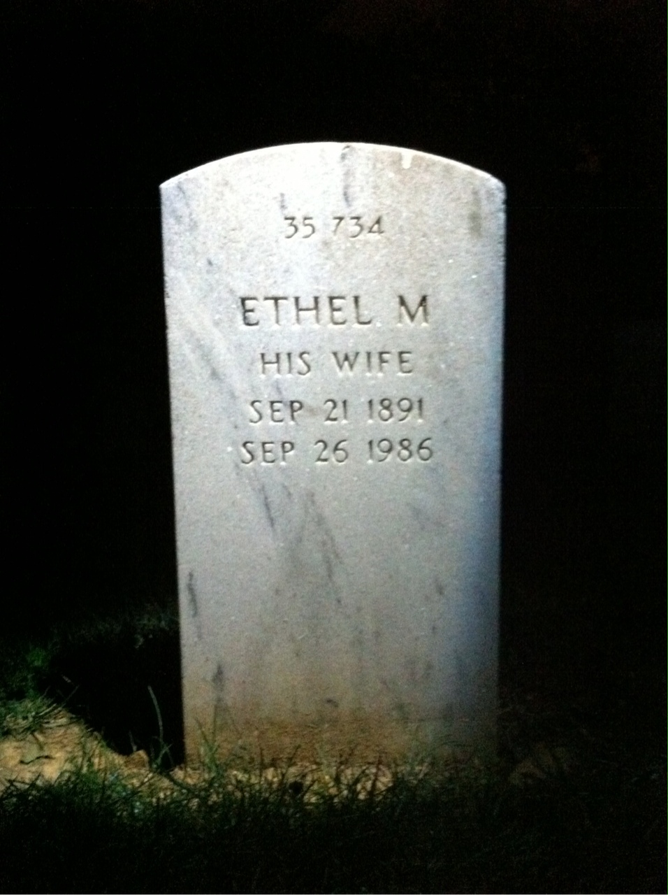 Back of headstone — William C Hammer