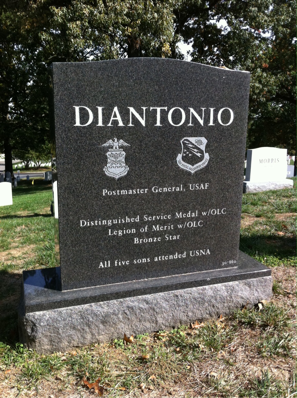 Back of headstone — Andrew Diantonio