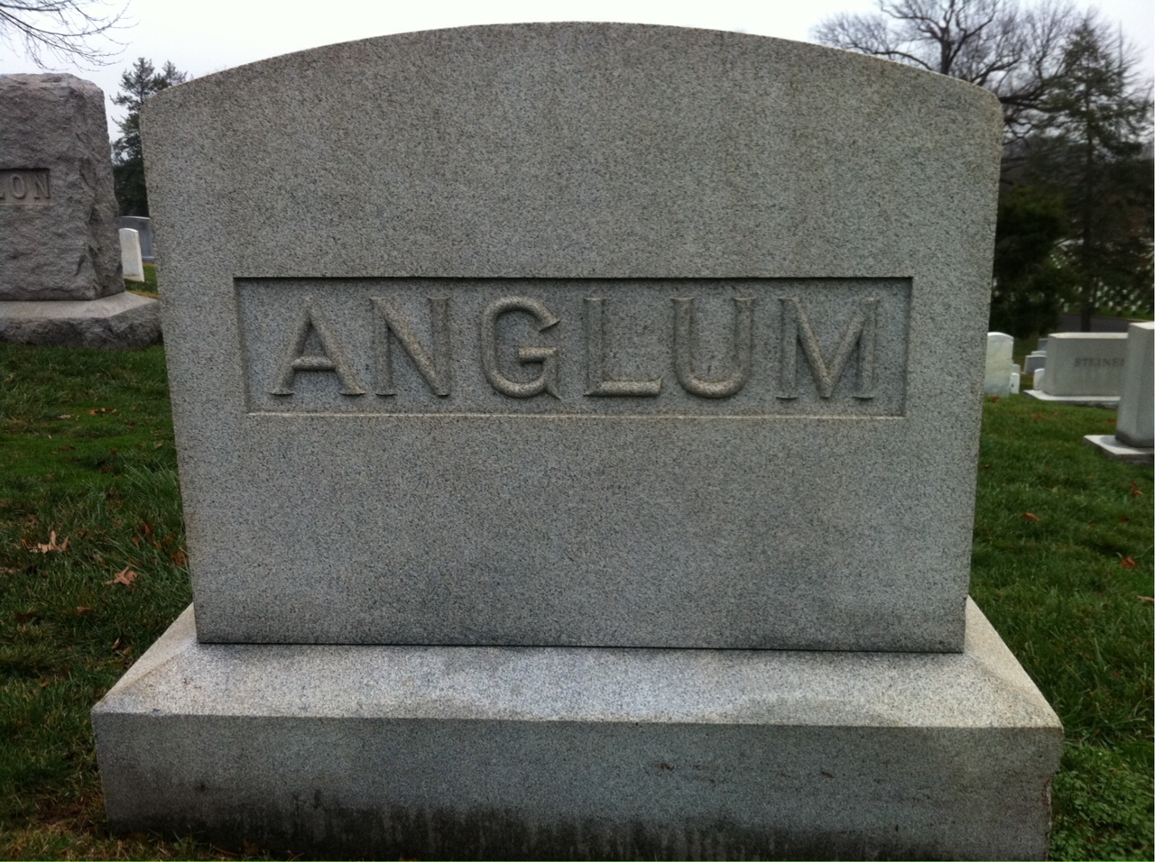 Back of headstone — Daniel Anglum