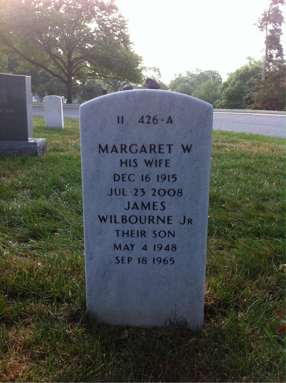 Back of headstone — James Milner