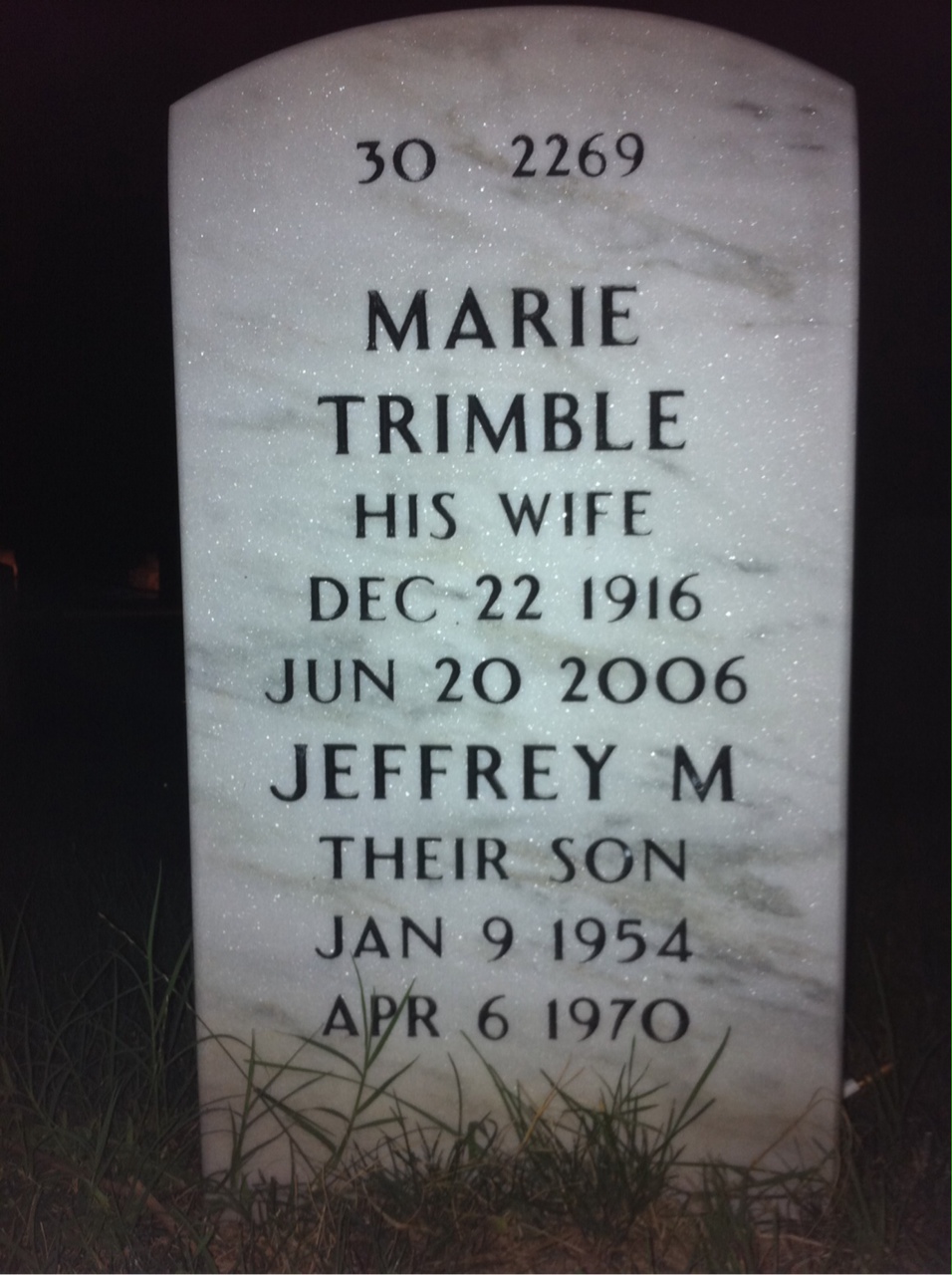 Back of headstone — Clarence Waring