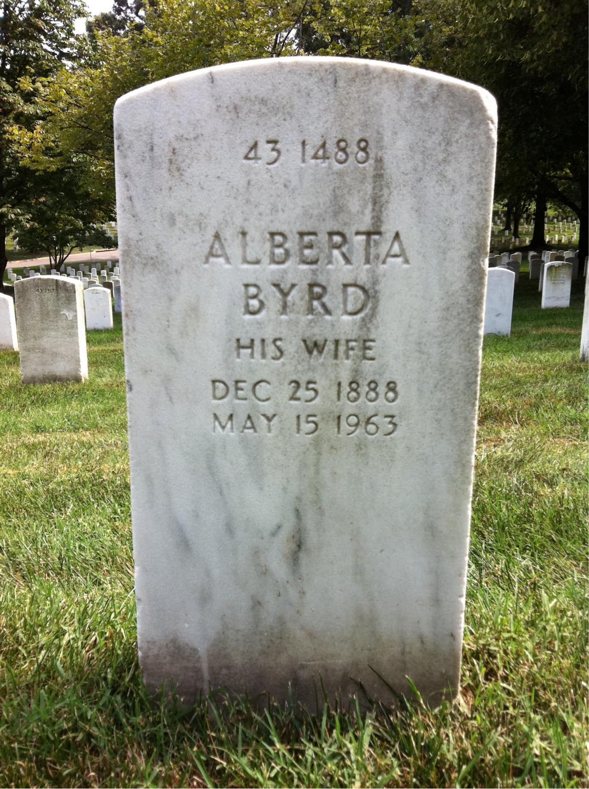 Back of headstone — William B Freeman