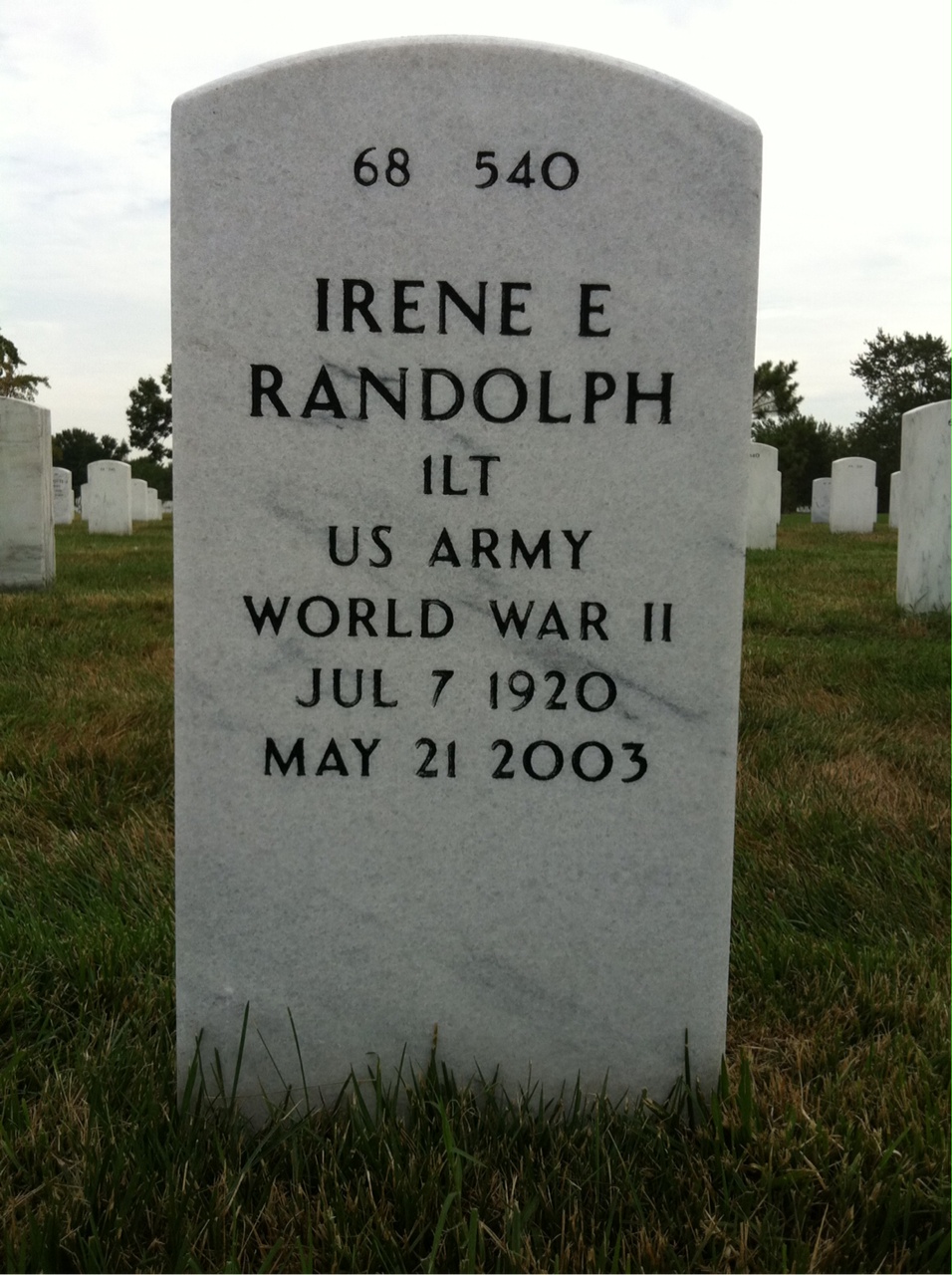 Back of headstone — Irene Randolph