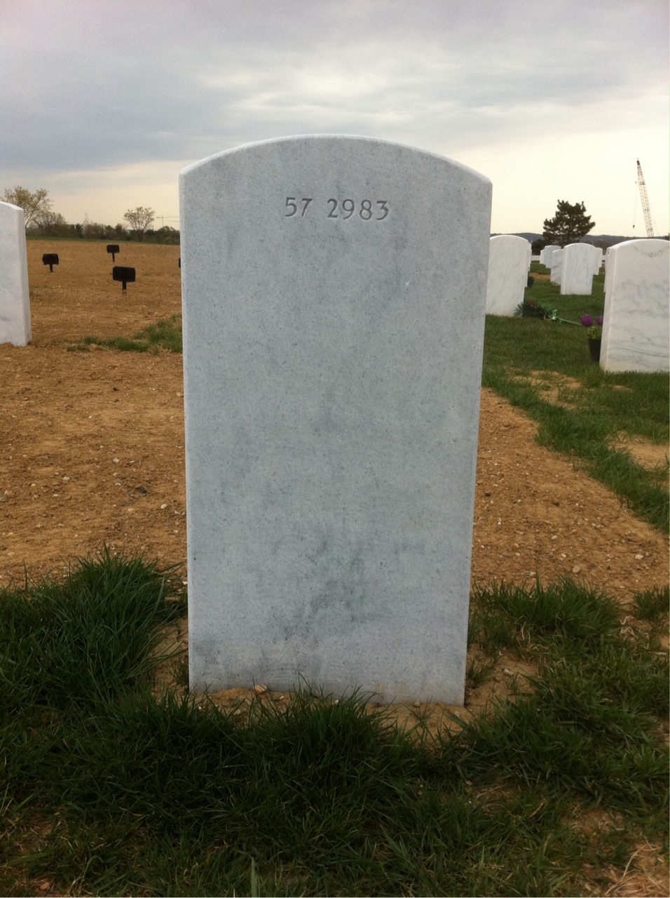 Back of headstone — John L Marshall