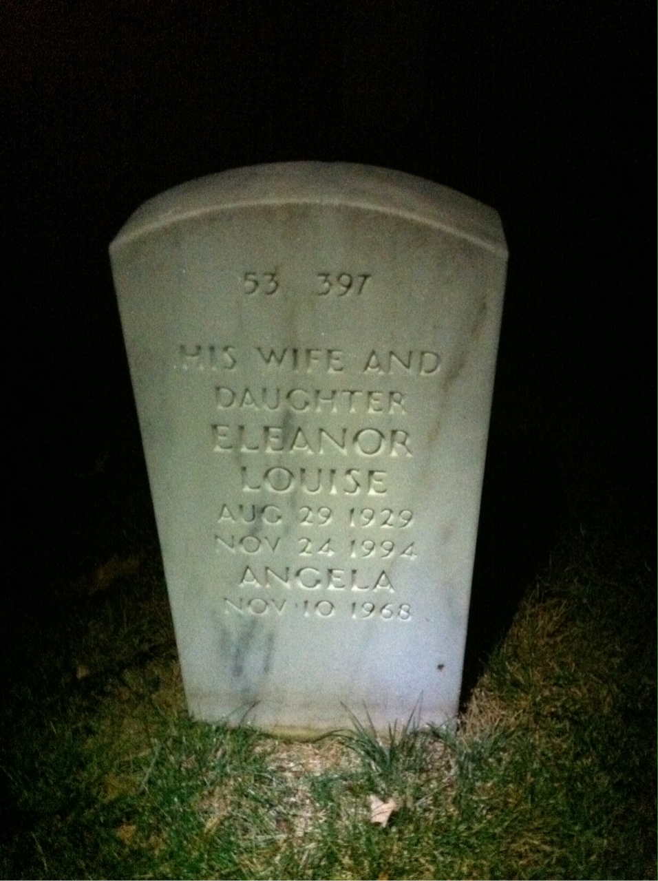Back of headstone — William B Gaines
