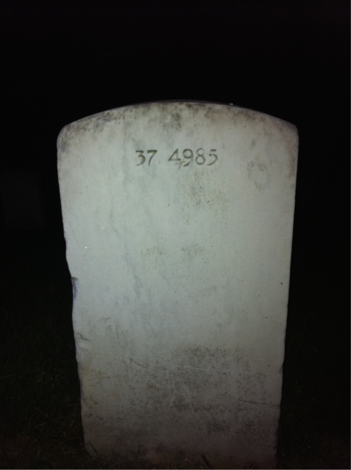 Back of headstone — Thomas Edward Patterson