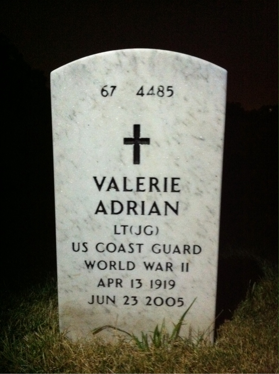 Back of headstone — George Adrian