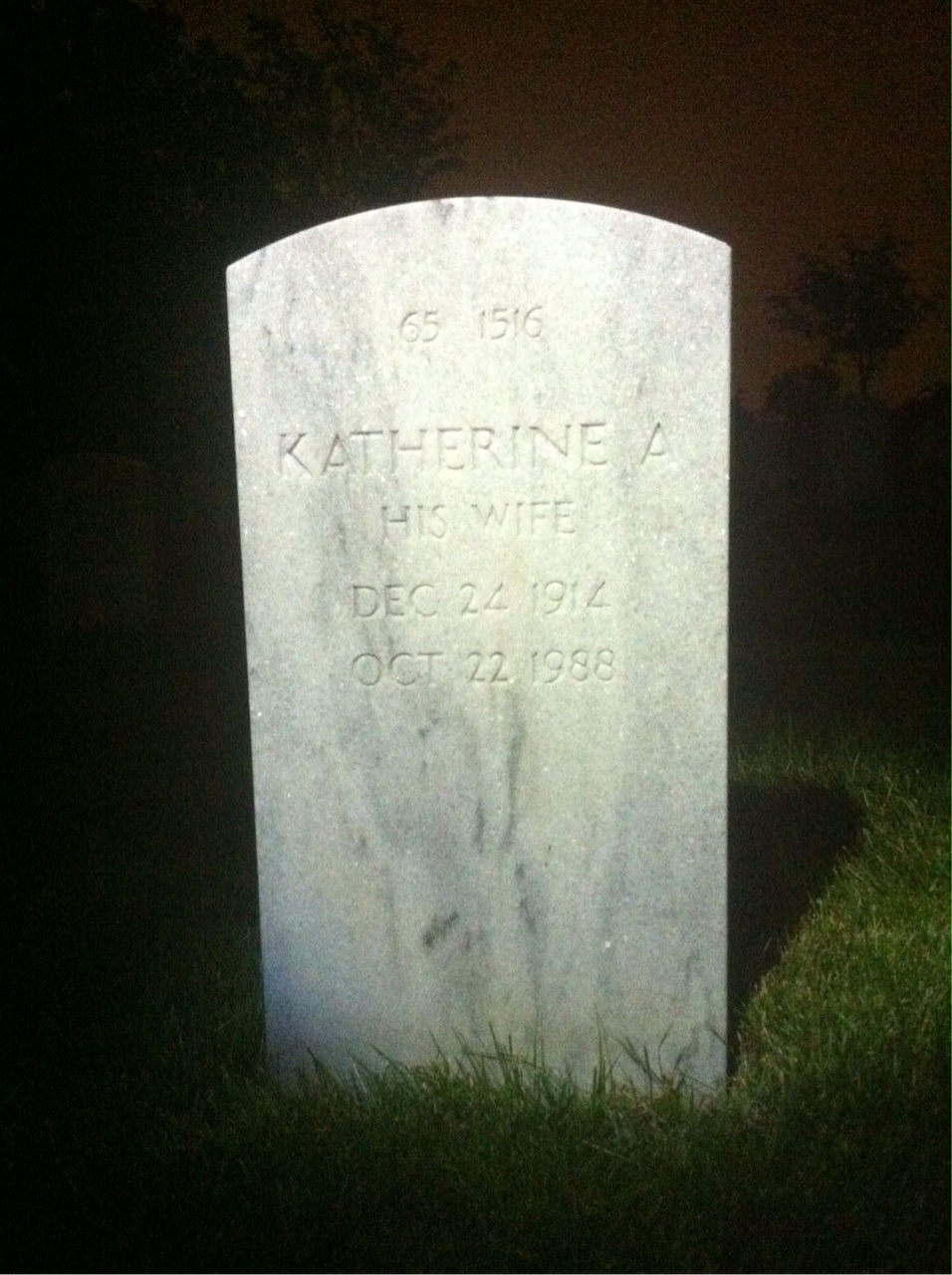Back of headstone — Eugene J Sullivan