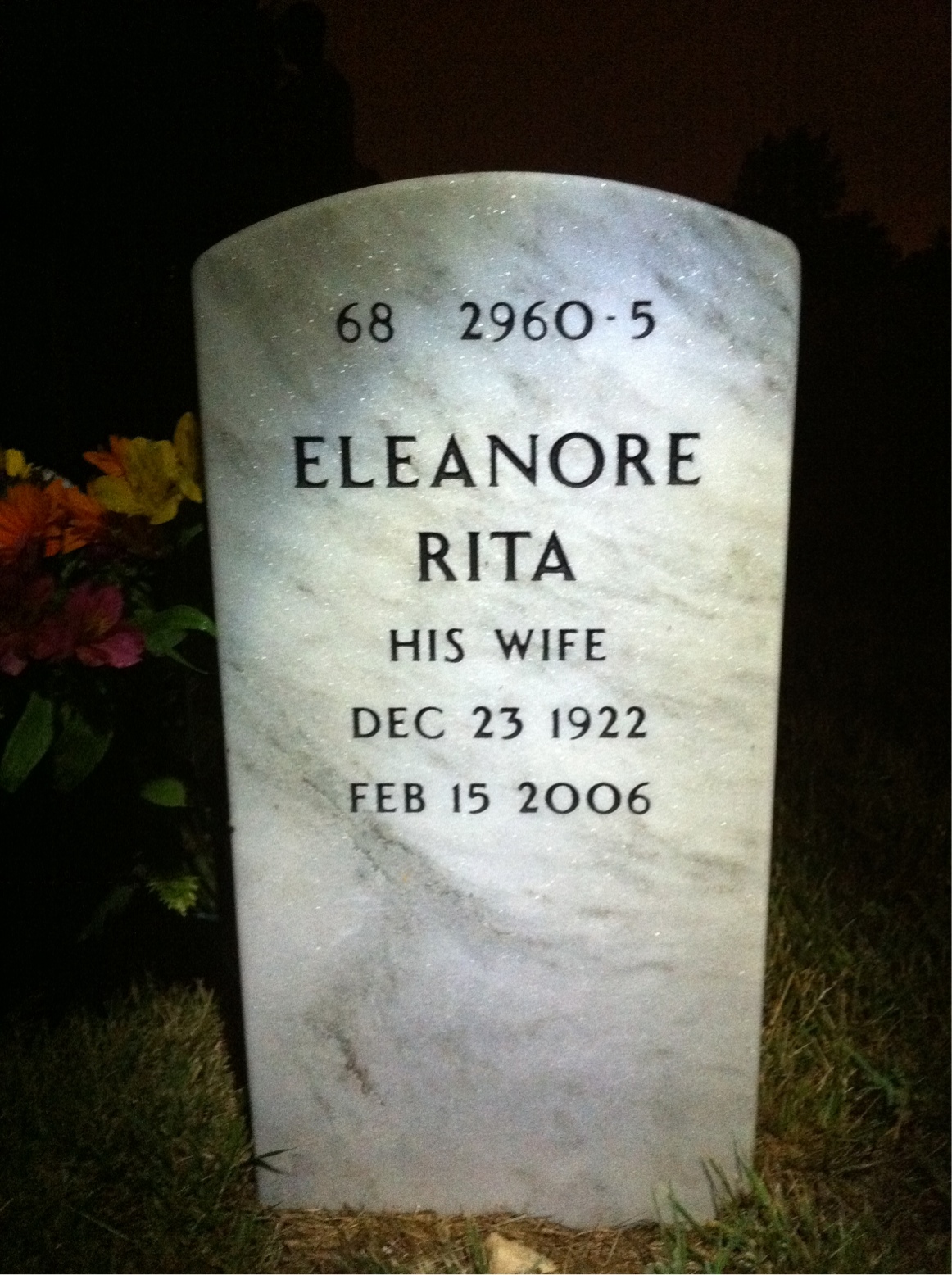 Back of headstone — Daniel Lynch