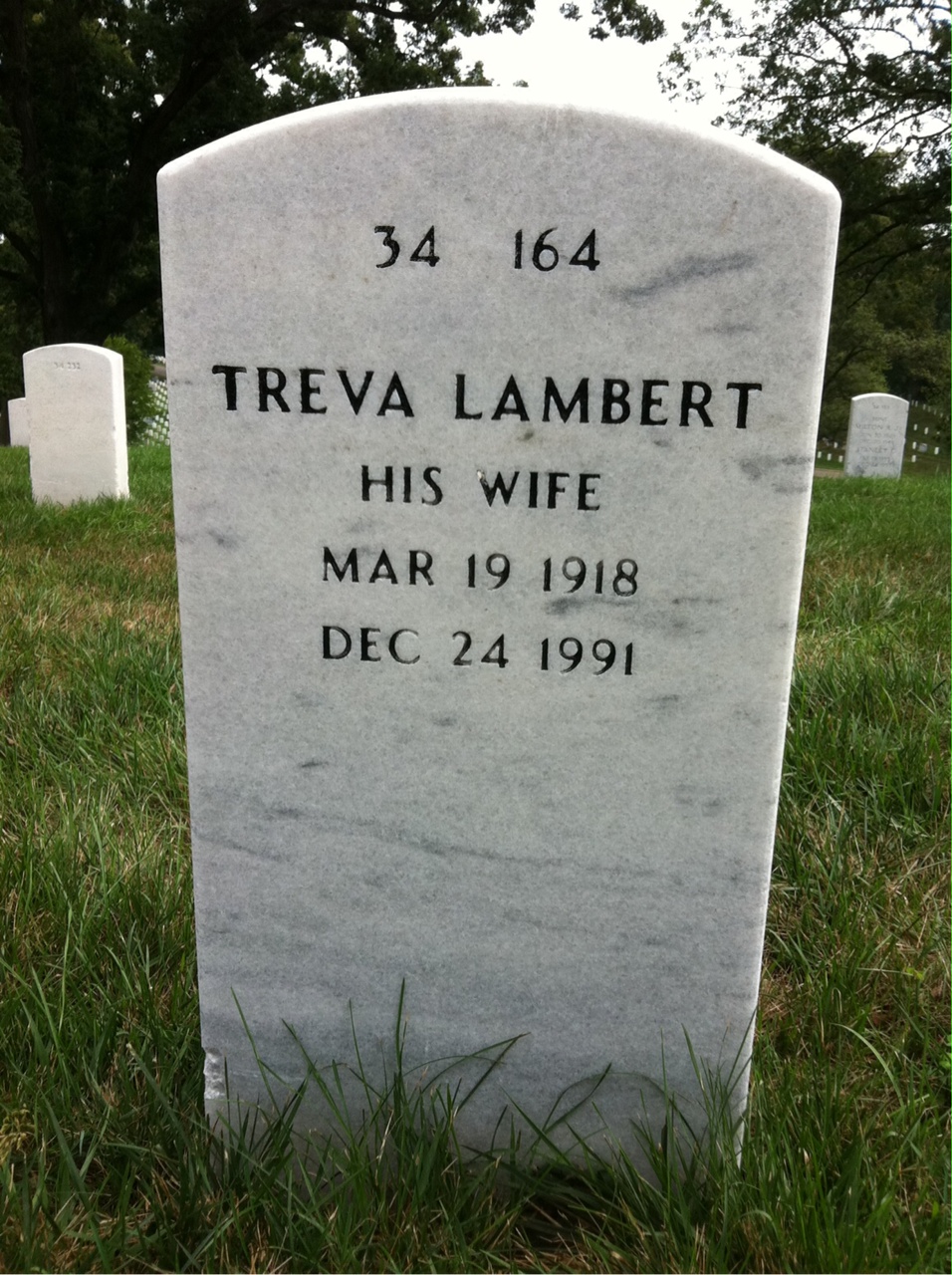 Back of headstone — John Wermuth