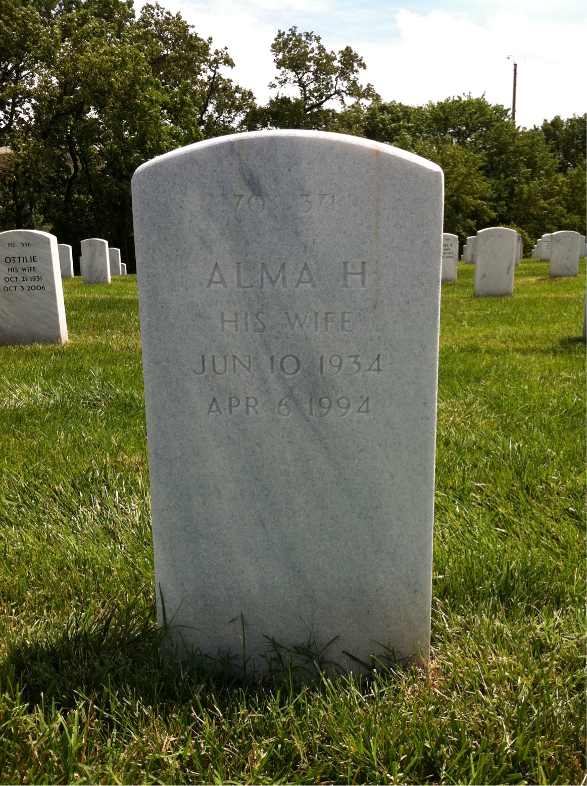 Back of headstone — Louis Allen