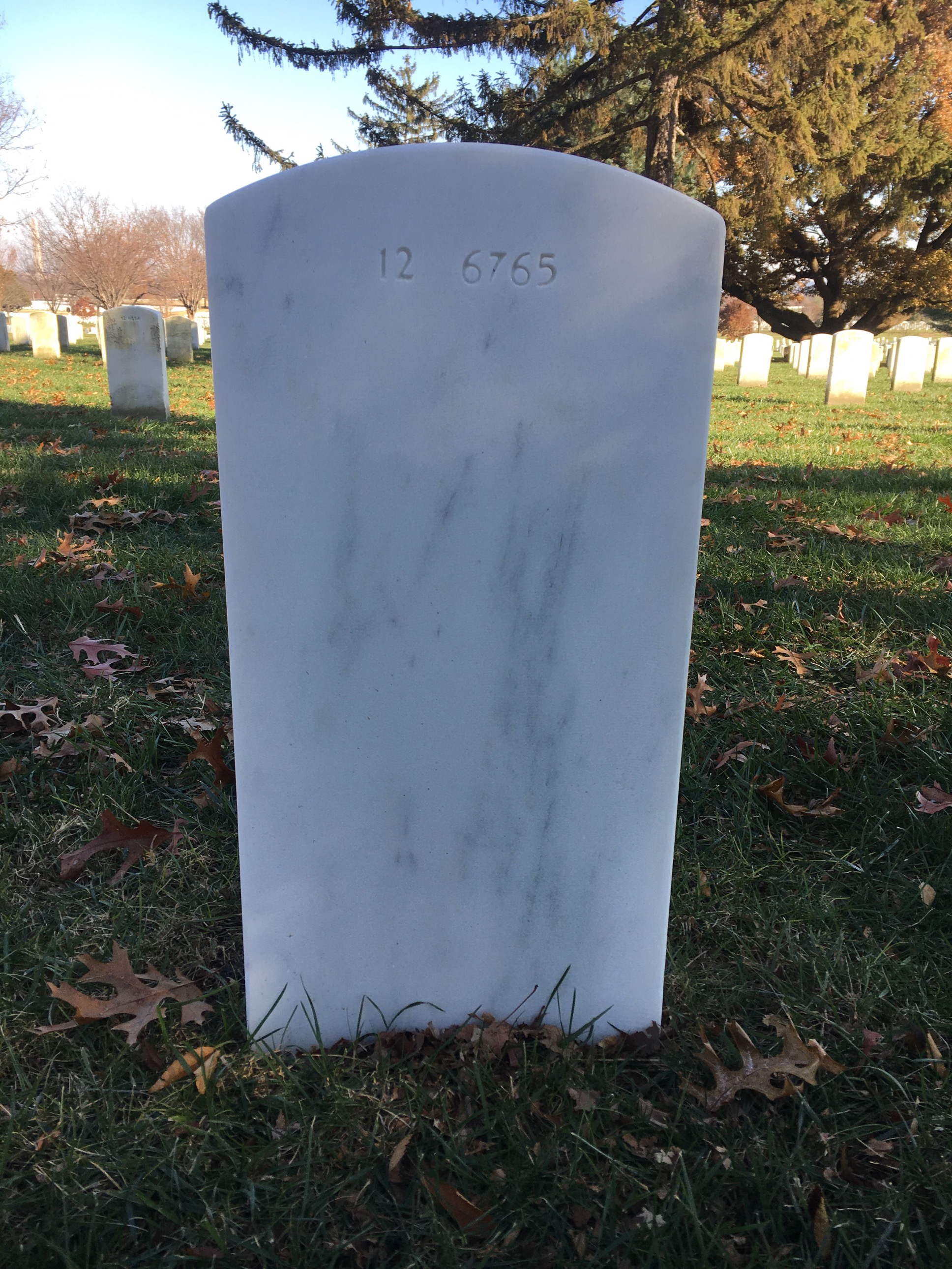 Back of headstone — Calvin Moriarty