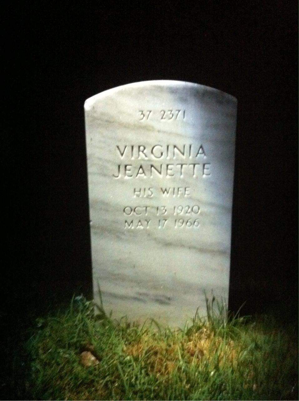 Back of headstone — Virginia Cummings