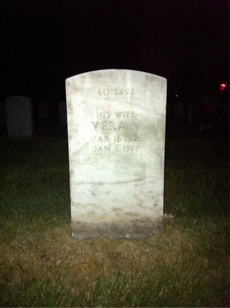 Back of headstone — Vera Miller