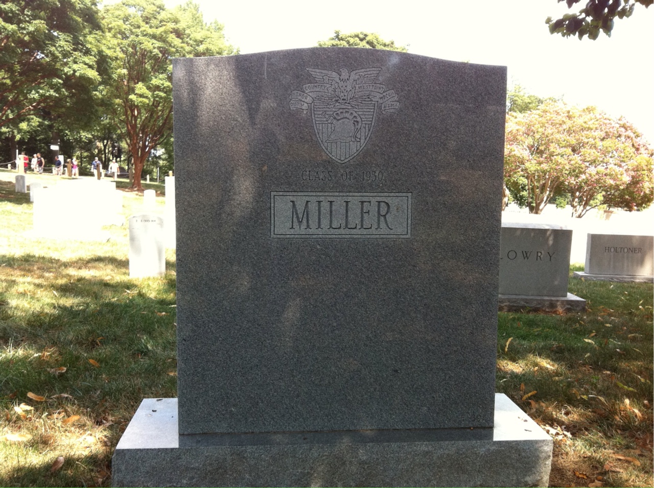 Back of headstone — Troup Miller