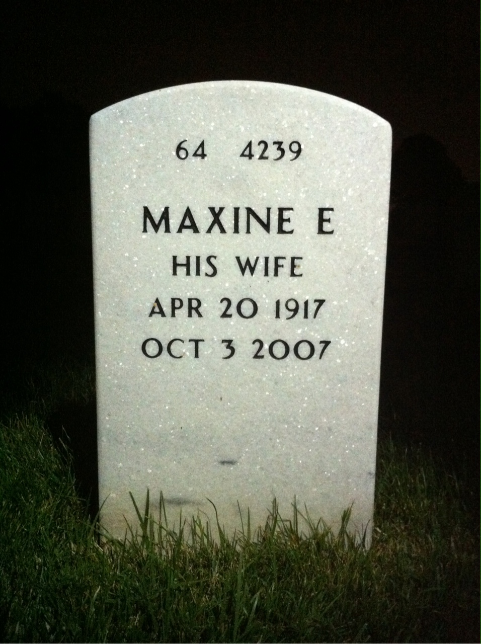 Back of headstone — Kay Cowan