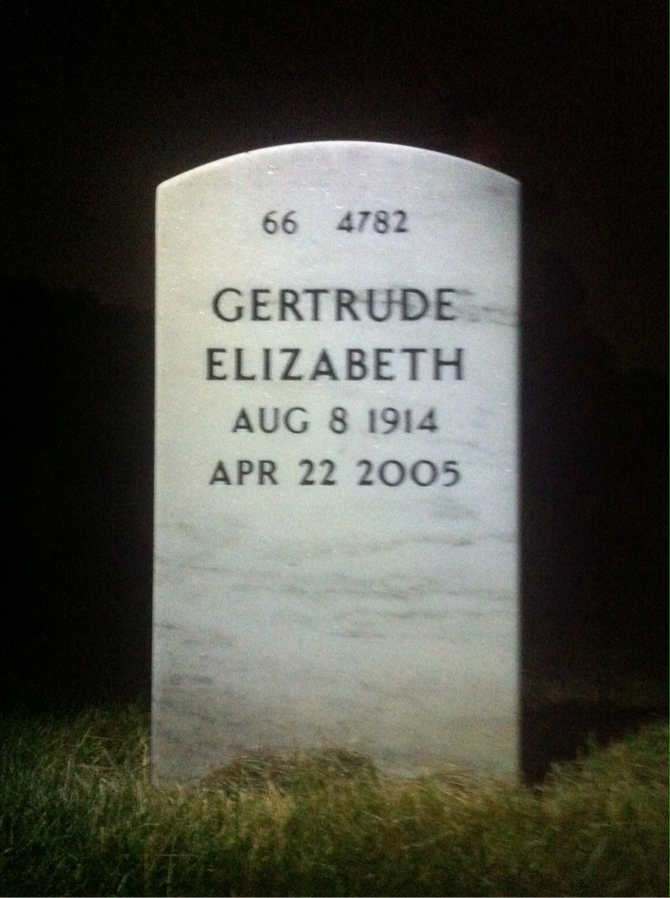 Back of headstone — Howard Kerchner