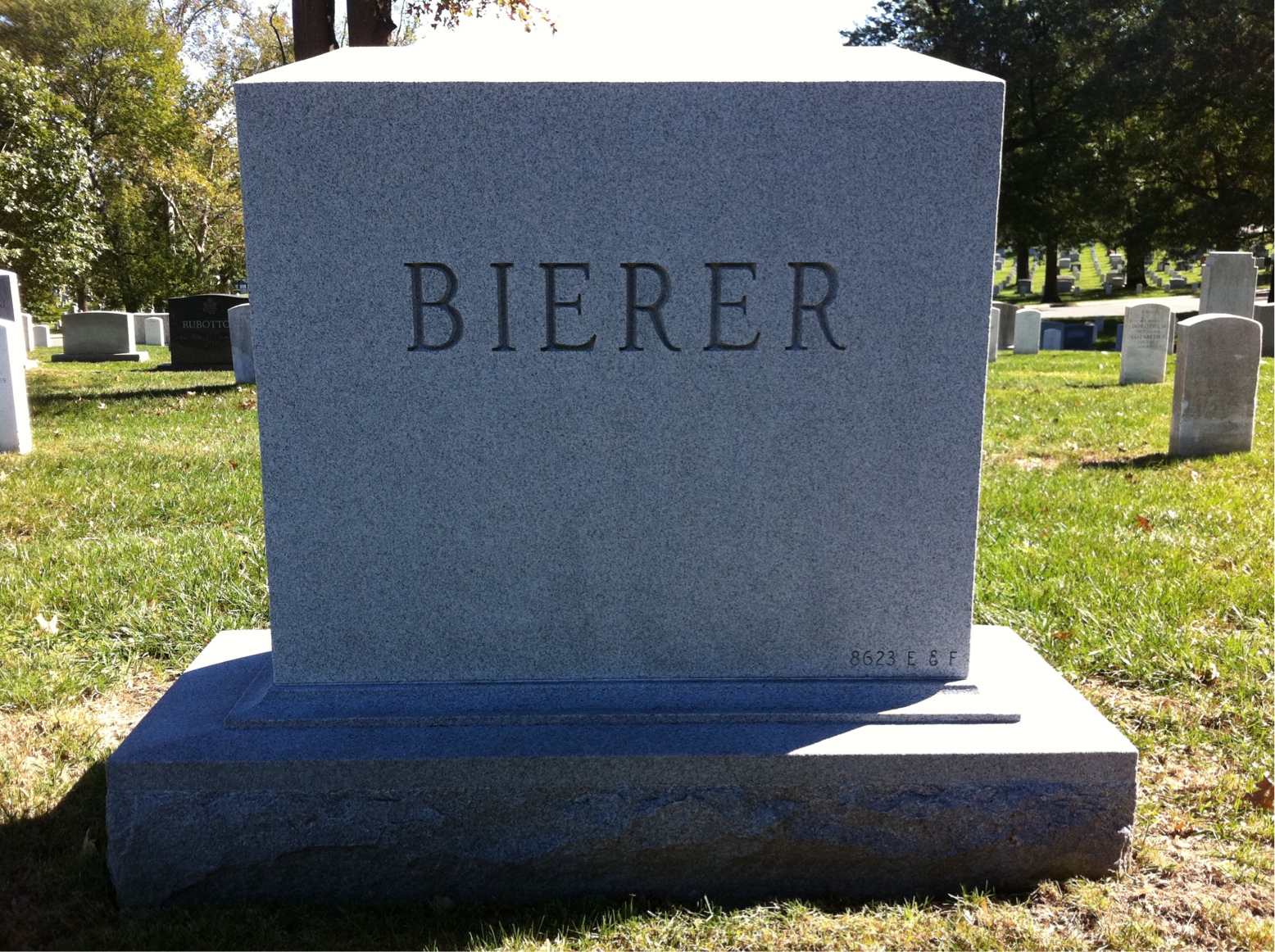 Back of headstone — Bion Bierer