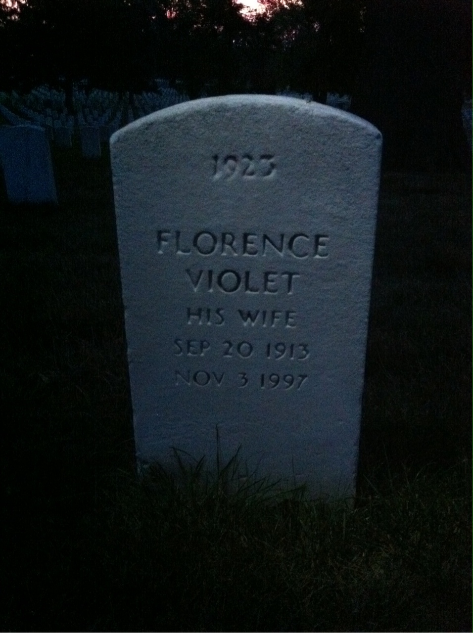 Back of headstone — Florence Biggs