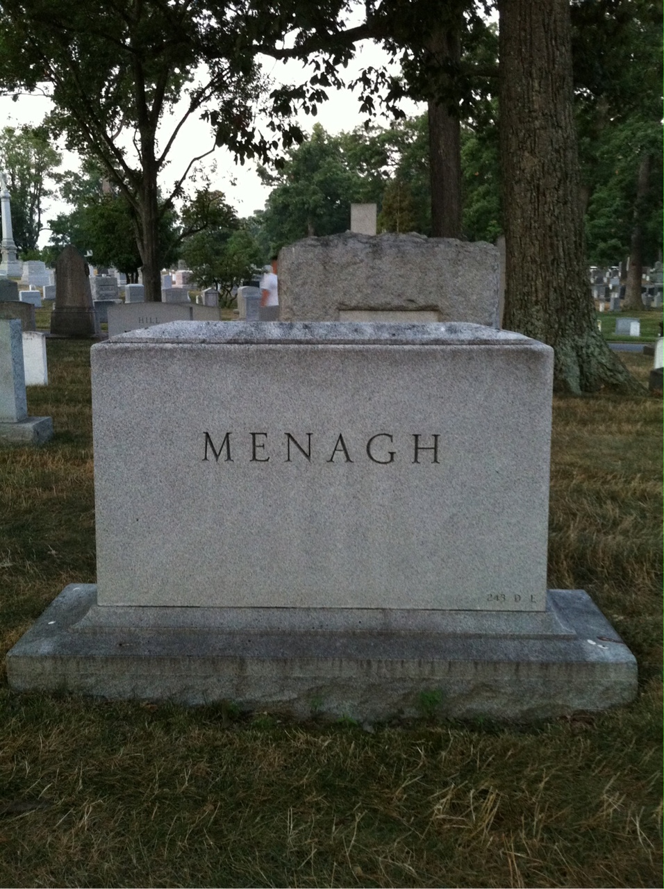 Back of headstone — Irene Menagh