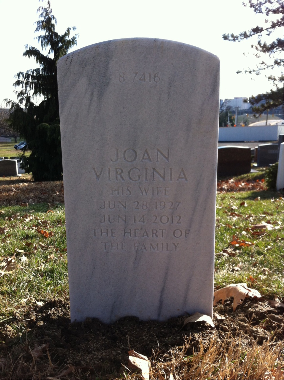 Back of headstone — Emile Achee