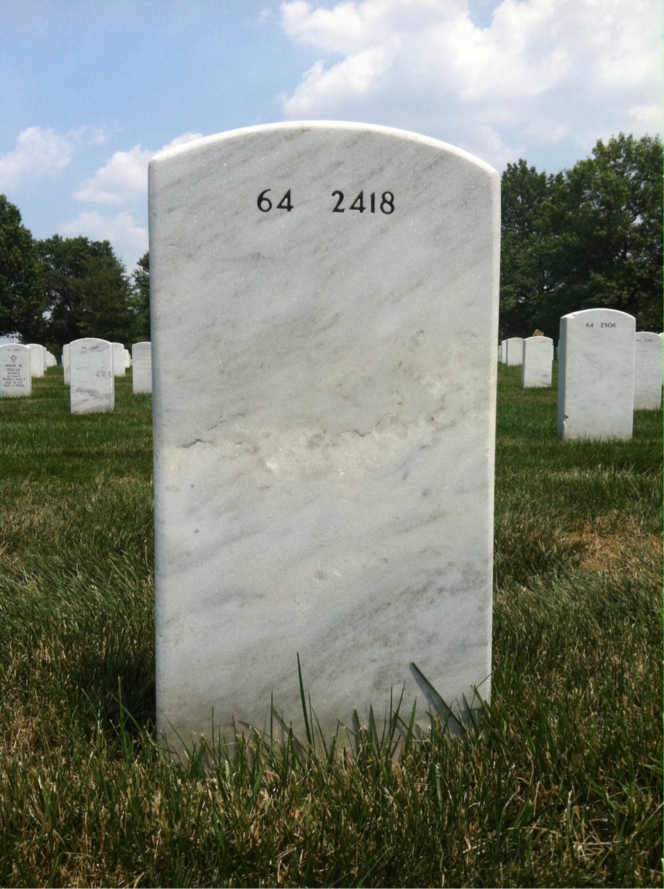 Back of headstone — Richard Vondrak