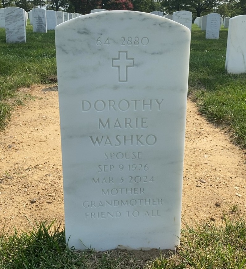 Back of headstone — George Washko