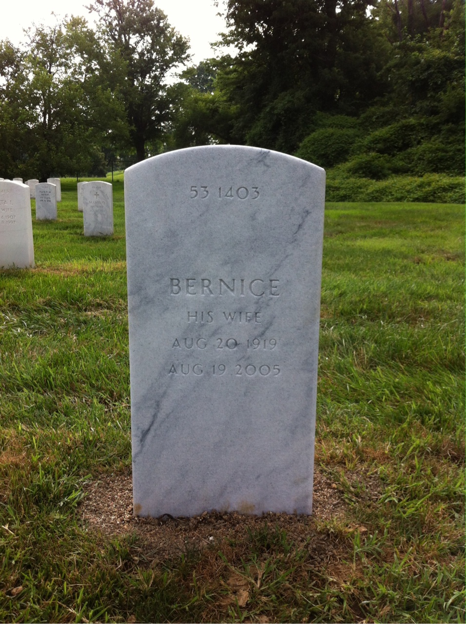 Back of headstone — Robert Messner