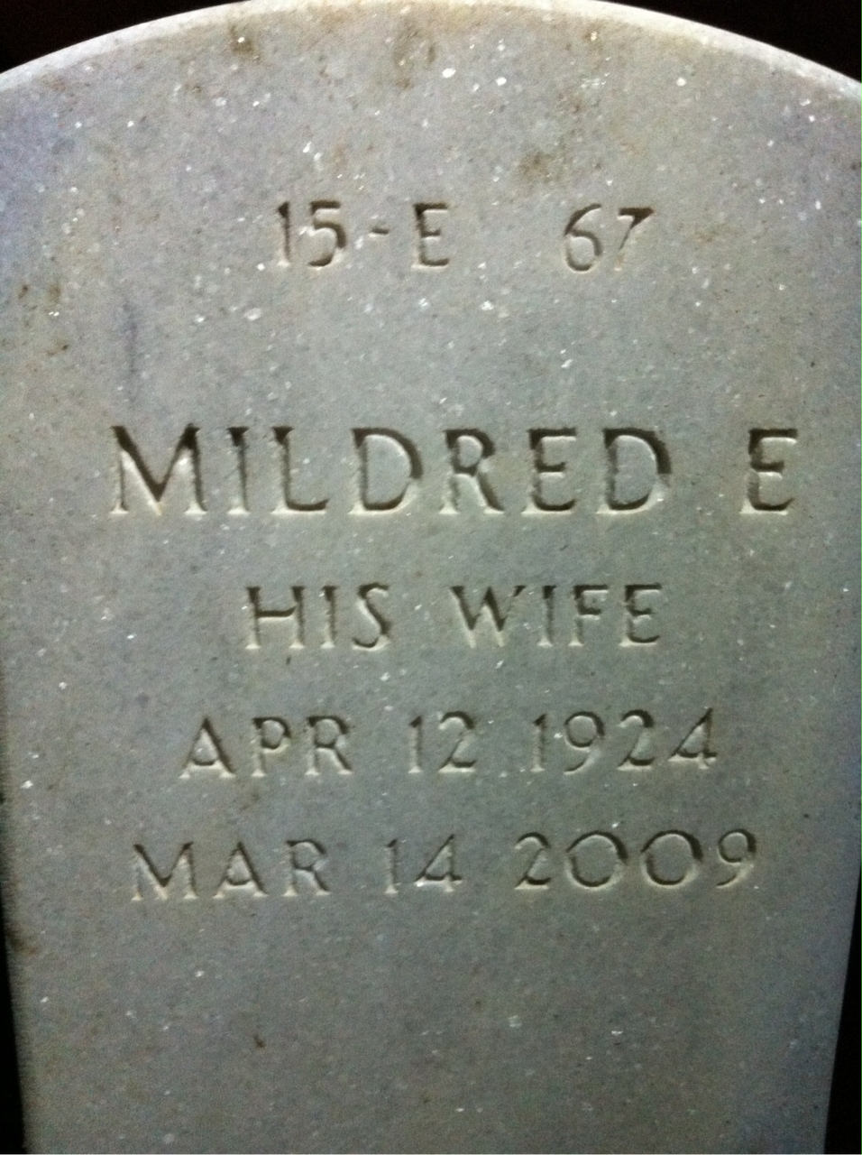 Back of headstone — Joseph Cady
