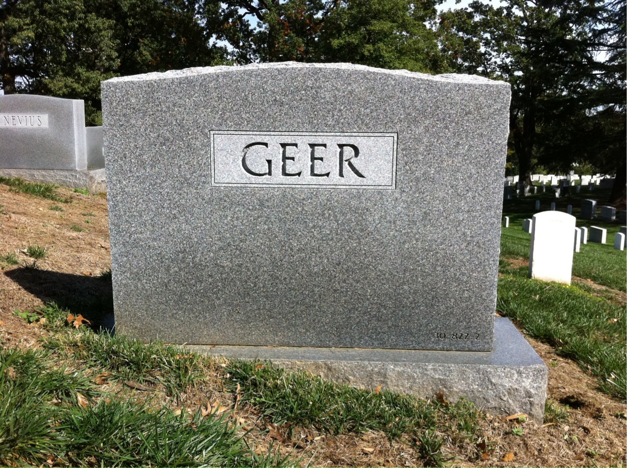 Back of headstone — Donald Geer