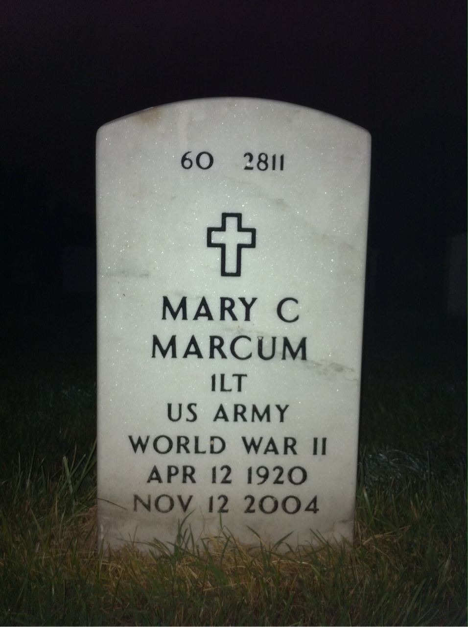Back of headstone — Mary Marcum