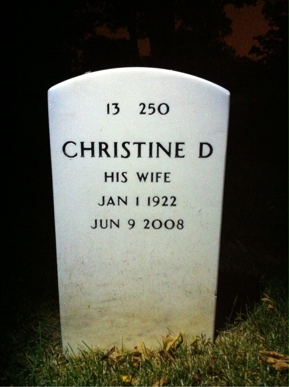 Back of headstone — John Brozo