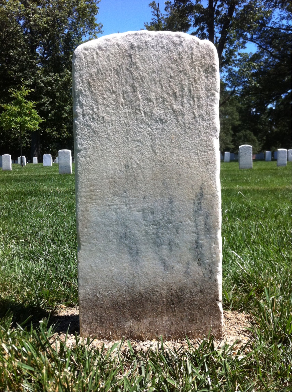Back of headstone — John Arny