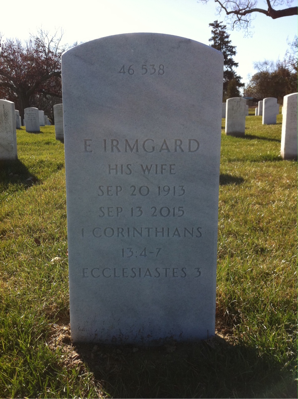 Back of headstone — Edward Garrity