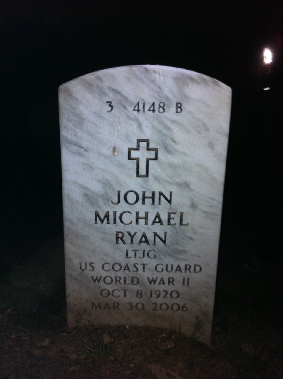Back of headstone — John Ryan