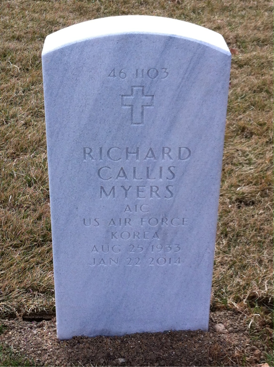 Back of headstone — Richard Myers