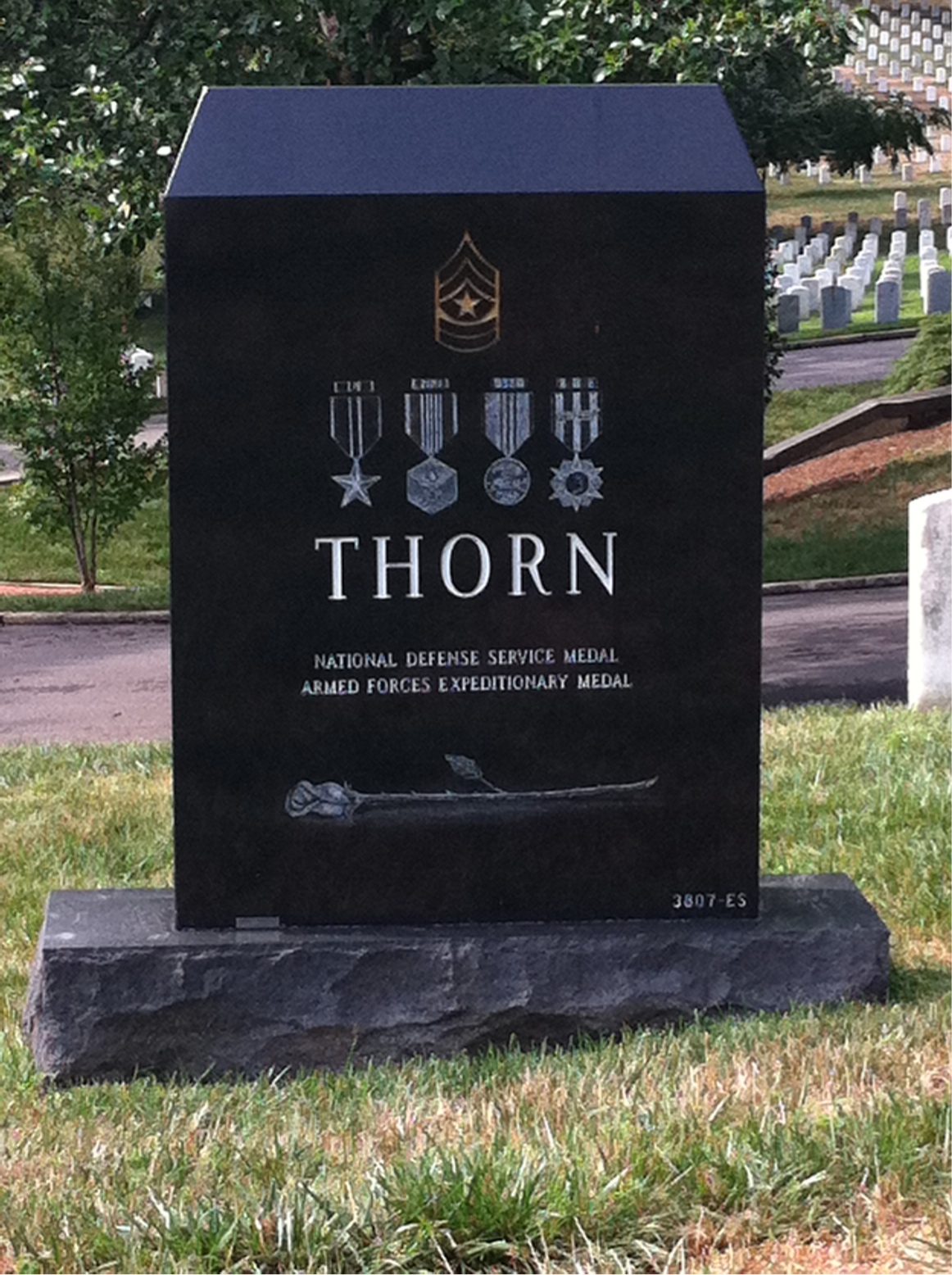 Back of headstone — James Thorn