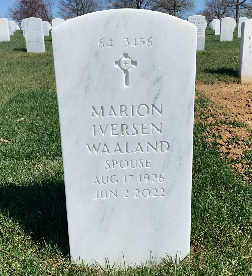 Back of headstone — Arthur Waaland
