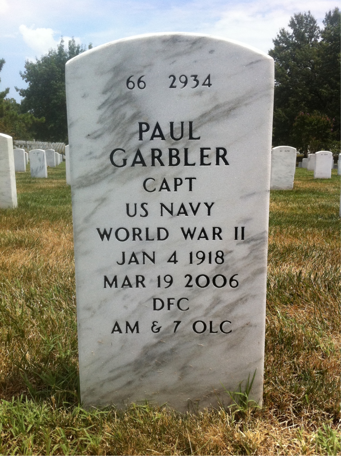 Back of headstone — Florence Garbler