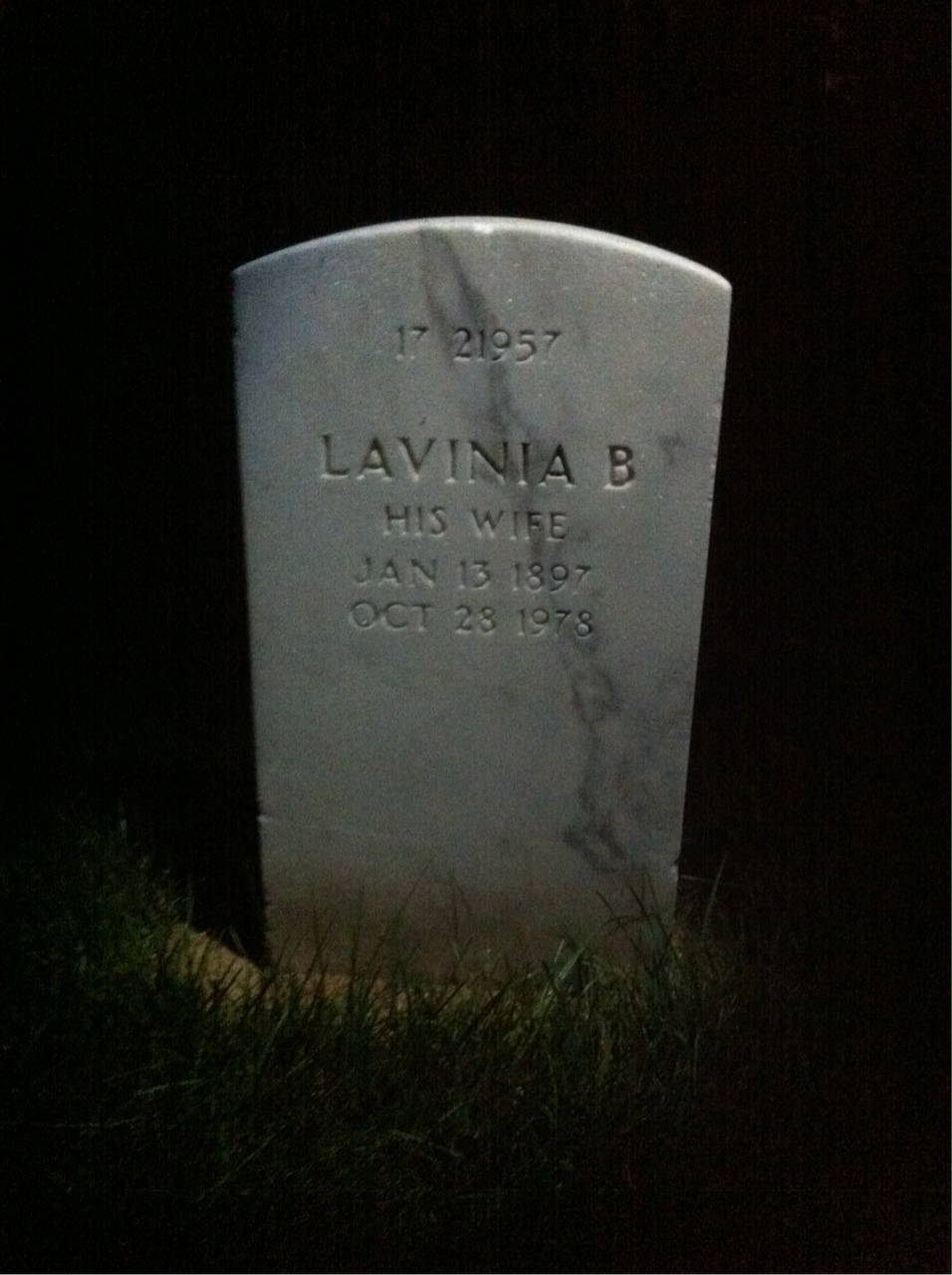 Back of headstone — Lavinia Andrick