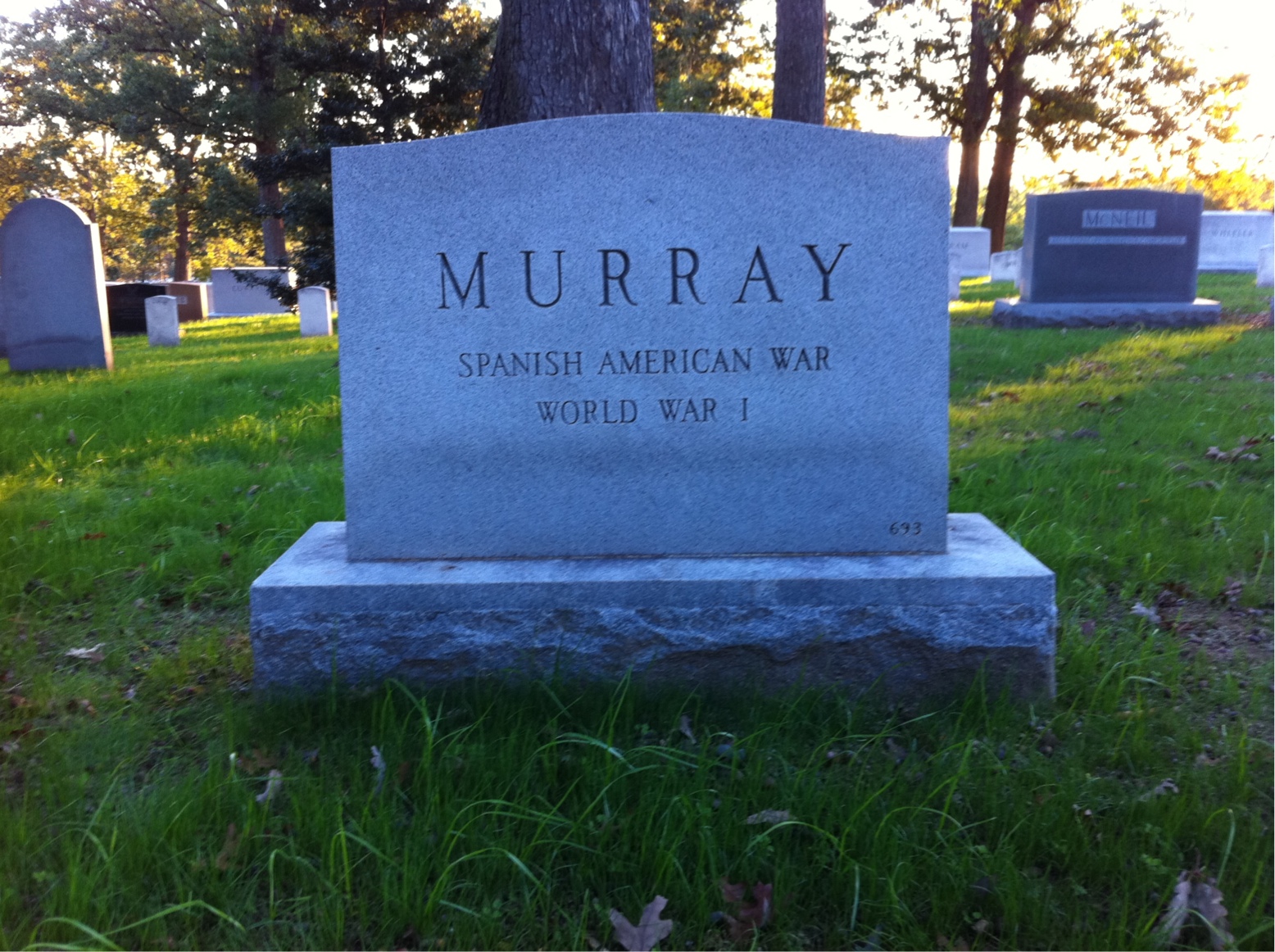Back of headstone — William Murray
