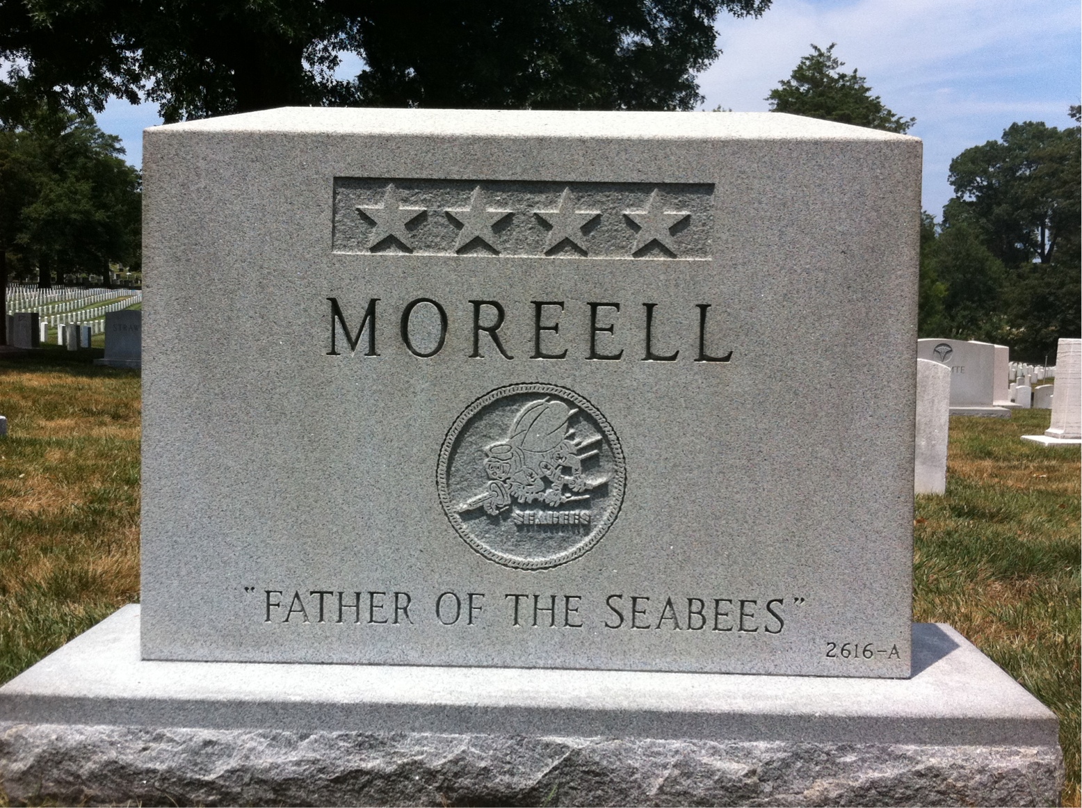Back of headstone — Ben Moreell