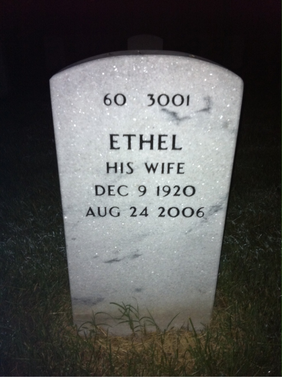 Back of headstone — Robert Hansen