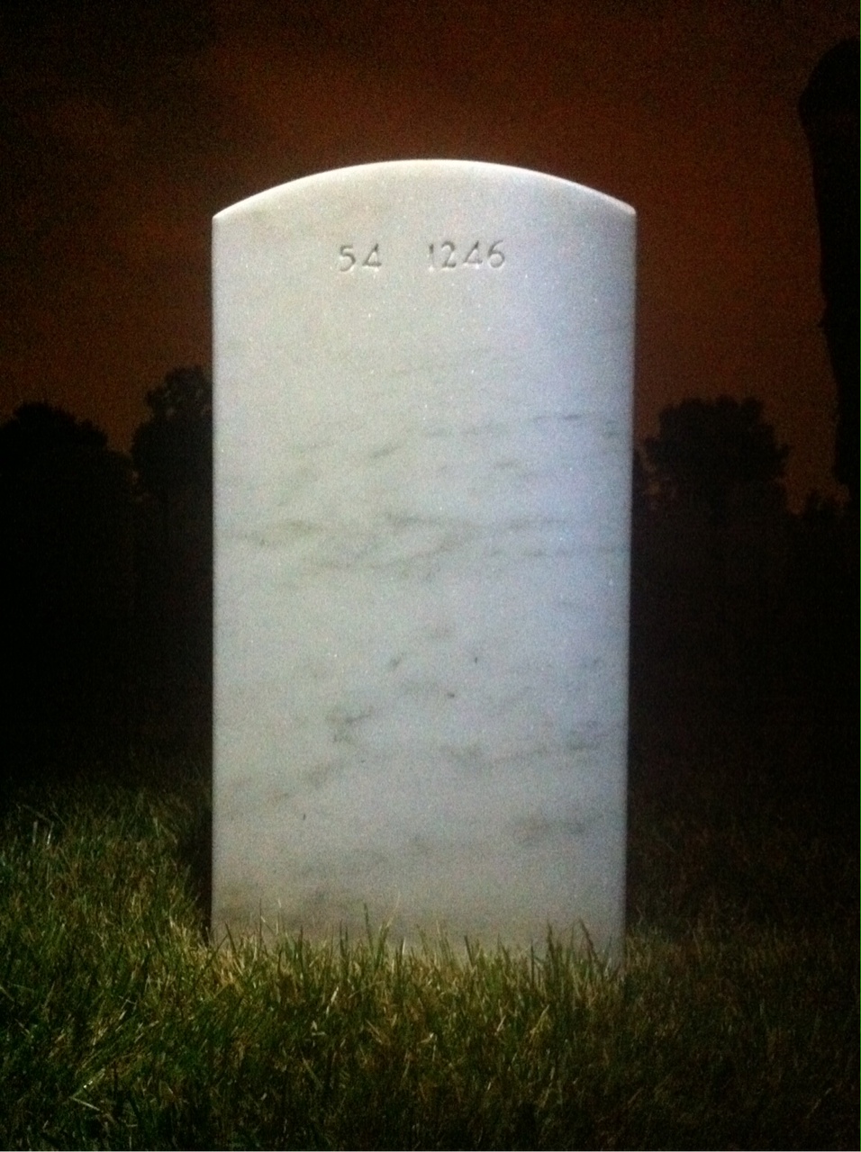 Back of headstone — Johnny Kirkmon