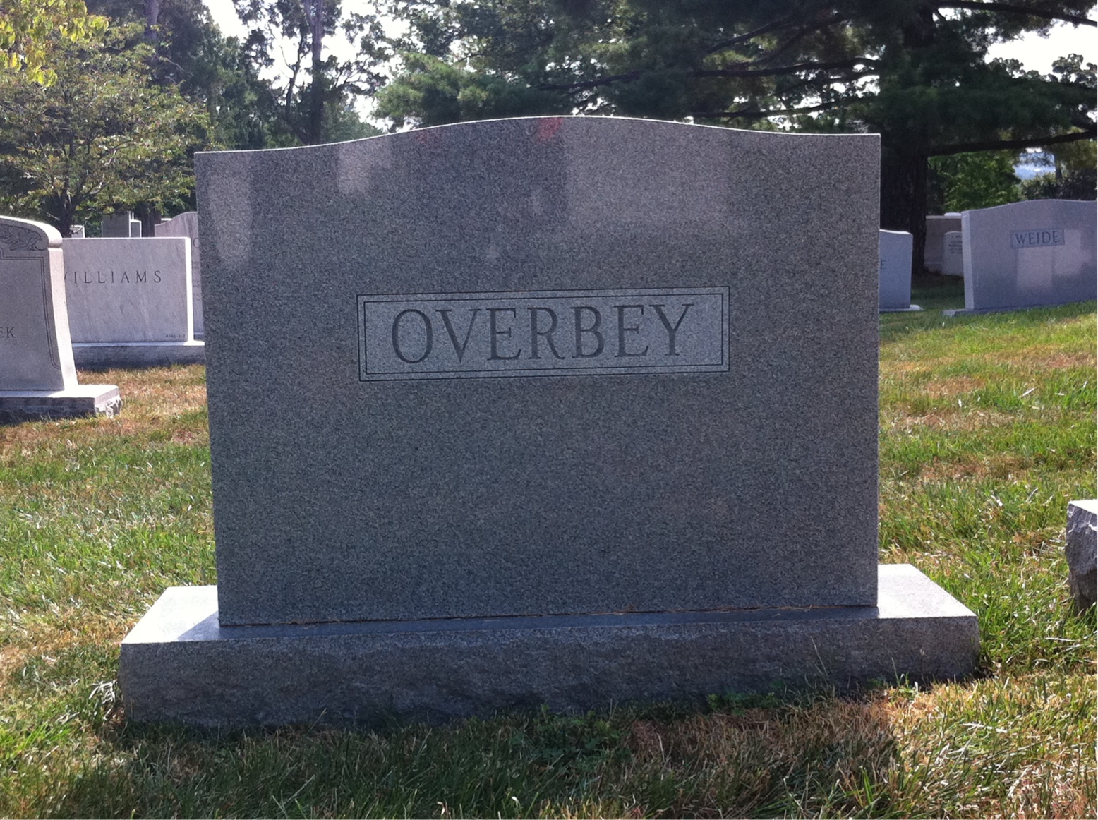 Back of headstone — George Overbey